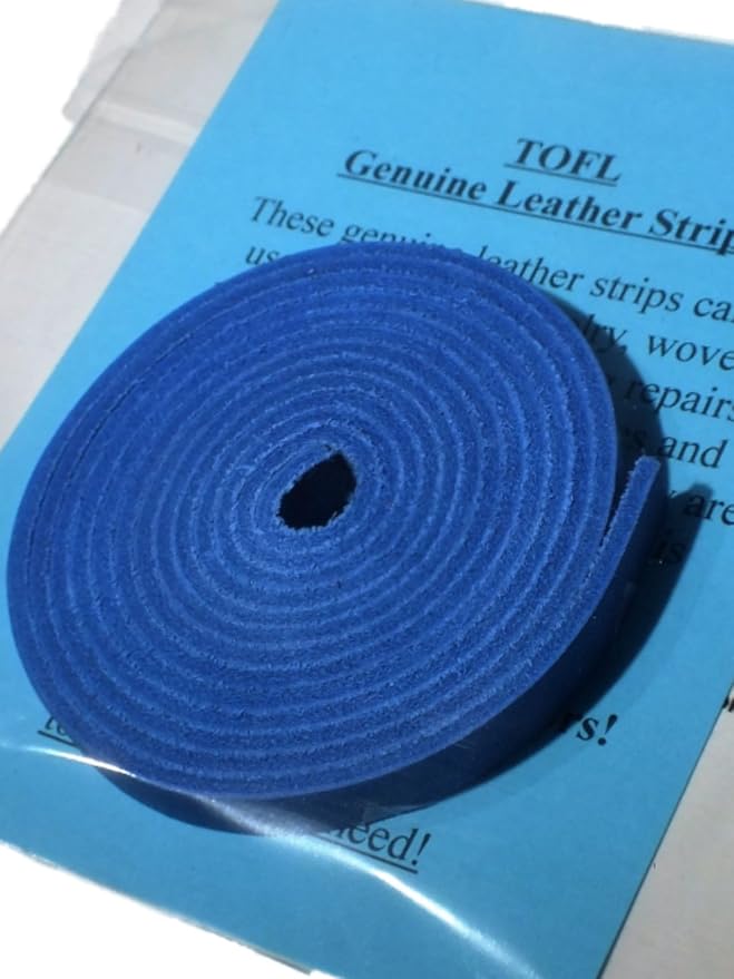 TOFL Genuine Leather Strap, Top Grain Cowhide Craft Strip – Sky Blue | 72" L x 3/8" W x 1/8" Thick | Suede Backing | Leather Craft Supplies | Easy to Cut & Stitch | DIY Projects & Repairs | 7–8 oz