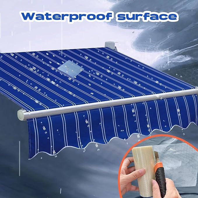 5 in x 39FT RV Awning Repair Tape Kit – Heavy Duty Waterproof Tear Repair Patch for Tarp, Canvas, Tent, Fabric, Canopy, Boat Covers, Sail – Clear Reinforced Fiberglass Repair Tape