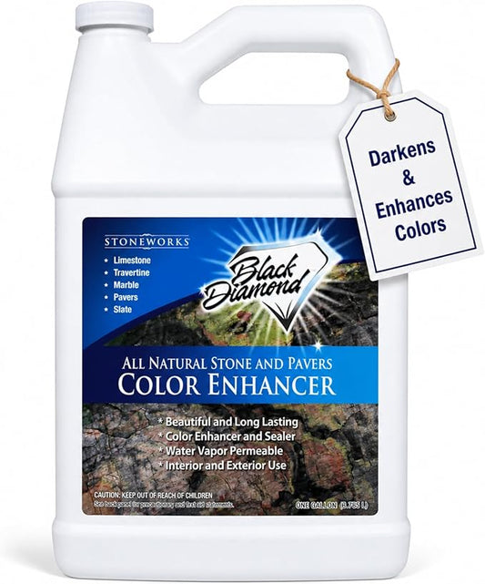 Color Enhancer Sealer for All-Natural Stone and Pavers. Marble, Travertine, Limestone, Granite, Slate, Concrete, Grout, Brick, Block. (1 Gallon)