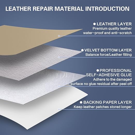Self Adhesive Leather Repair Patch Kit, 31.4 in x 16 in Large Vinyl Leather Repair Tape for Furniture, Car Seat, Couch, Sofa, Chair Smooth Khaki