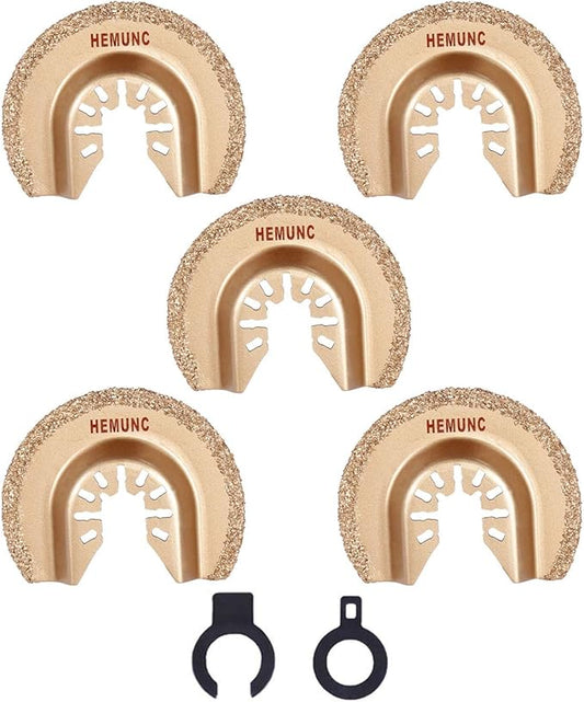 Oscillating Tool Blades, HEMUNC 5pcs Universal Semicircle Carbide Oscillating Multitool Saw Blades Accessories kit