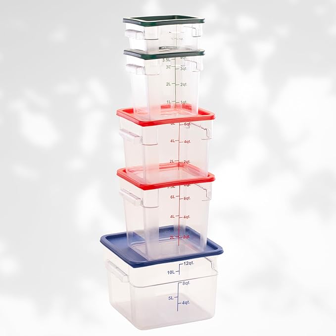FSE Square Food Container, 2 Quart, Polycarbonate, Reusable, Clear, NSF, (LID SOLD SEPARATELY)