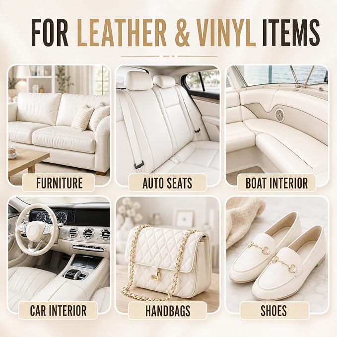 ARCSSAI ARCSSAL Cream Leather & Vinyl Repair Kit, Car Seats, Couch, Boat, Sofa, Jacket & Purse, Fix Scratch & Rip on Artificial, Faux, Genuine Leather, Easy for Anyone to Match Ideal Color