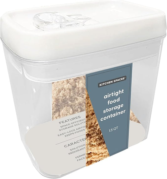 Kitchen Spaces Airtight Food Storage Container, Rectangle, Dry Goods Organization, 1.5 Quarts