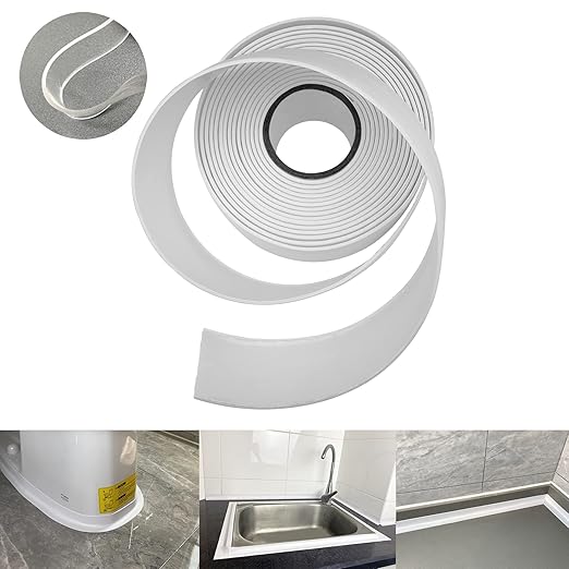 Caulk Tape Self Adhesive,Caulking Tape for Bathroom Sealant Strip Caulk Strip,Waterproof Caulking Sealing Tape for Bathroom,Toilet,Kitchen Countertop,Bathroom,Toilet (White-1.5IN-10.5FT*3Rolls)