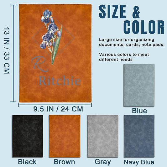 Personalized Padfolio with Engraved Text/Name Customized Leather Portfolio for Schools Conferences Corporate Offices