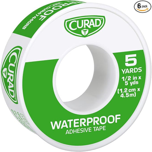 Curad Waterproof Adhesive Tape, 1/2 In. x 5 Yds., 6 Rolls