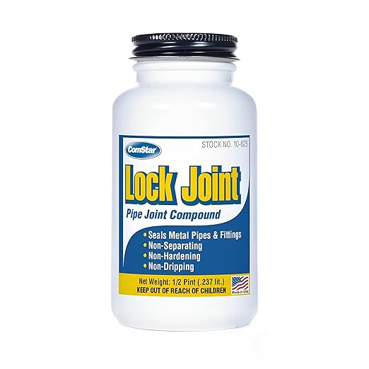 Lock Joint,1/2 Pint, Blue Pipe Joint Sealant, Leak-Proof NPT Thread Connections, Works on Metal & Plastic Pipes, High Temperature & Pressure Resistant, Lubricates & Seals Gaskets (10-625)