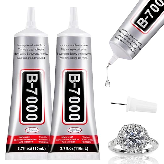 2 PCS 110ml B7000 Glue Clear with Precision Tip, Bedazzling Glue, Rhinestone Glues, Craft Glues, Jewelry Making, Nail Art, DIY, Makeup, Shoes