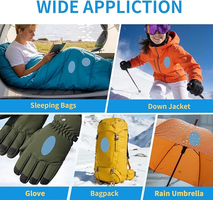 Waterproof Nylon Fabric Repair Tape Tent Repair Kit, 4pcs Outdoor Gear Tenacious Fix Tape, Self-Adhesive Fabric Patches for Clothes, Down Puffer Jacket, Tent, Sleeping Bag, Backpack, SkyBlue
