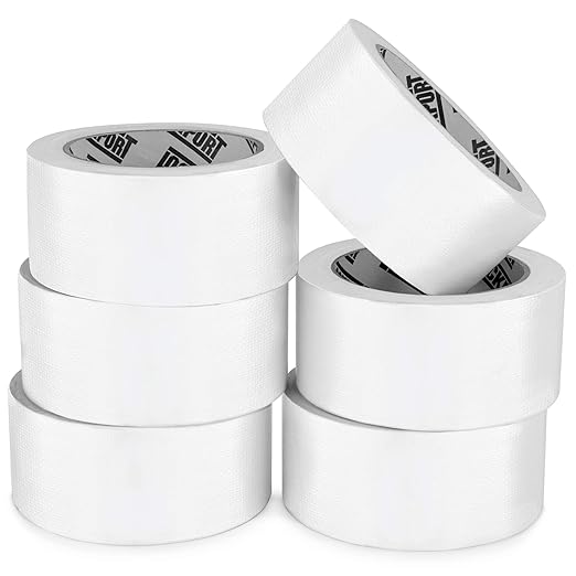Lockport Duct Tape Heavy Duty Waterproof,20 Yards x 2 Inch,Strong Adhesive Roll for Indoor & Outdoor Repair,No Residue,Tear by Hand - Duct Tape Bulk Value (White, 6-Pack)