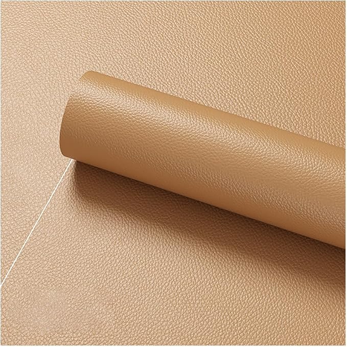 Faux Leather Repair Patch 19.7 × 39.4In,Khaki Self - Adhesive Leather Repair, 2.5MM Thick Upholstery Leather for Upholstery Crafts, DIY Sewing, Sofas, Furniture, Car Seats, Chairs(1Pcs)