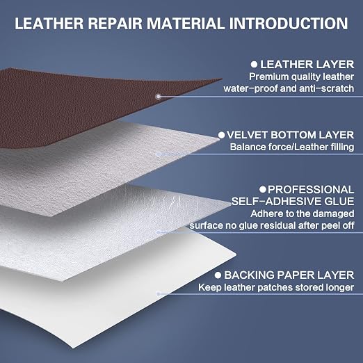 Self Adhesive Leather Repair Patch Kit, 31.4 in x 16 in Large Vinyl Leather Repair Tape for Furniture, Car Seat, Couch, Sofa, Chair Reddish Brown
