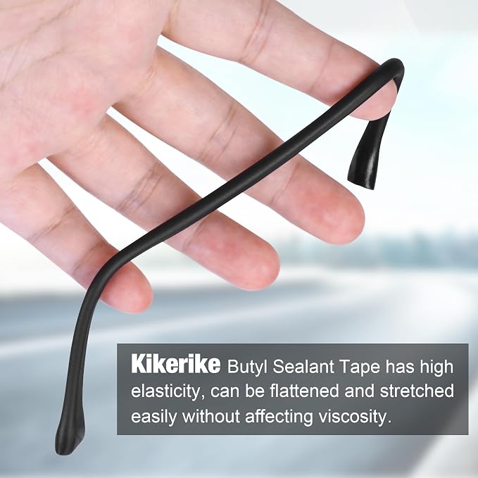 Butyl Rubber Tape Headlight Glue Sealant Rope 14.8Ft Diameter 9.5mm Butyl Putty Foam Strip Butyl Rubber Caulk Sealer for Automotive (Car RV Truck Marine) Window Door Windshield Sealing - Black, 1 Roll