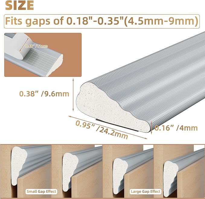 2Pcs×196" Wedge-Shape Foam Window Weather Stripping Door Seal Strip,Soundproofing Frame Insulation Tape for Exterior Front Door,Noise Cancelling Window Inserts,Door Gap Filler Light Blocker,Gray