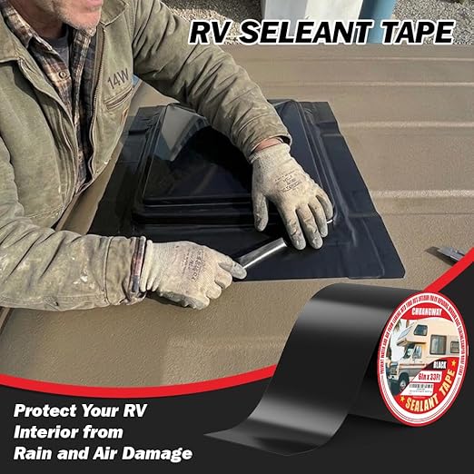 Butyl Sealant Waterproof Tape Black, 6 Inch X 33 Foot RV Roof Repair Tape, UV & Weatherproof Roof Seal Tape for RV Camper Trailer Boat Window Sealing Leak Repair