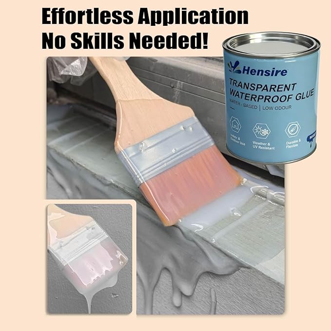 Hensire Transparent Waterproof Sealant, 17oz Water-Based Clear Coating for Leak Repair, Invisible Protective Seal for Roof, Wall, Wood, Concrete, Tile, Indoor & Outdoor Use