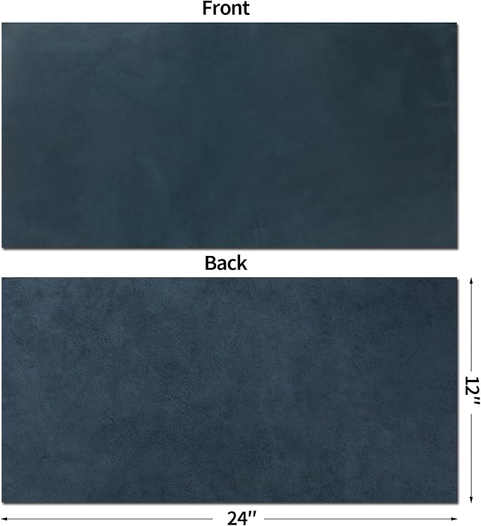 RingSun 12''X24'' Blue Leather Sheets for Crafts (2mm), Full Grain Leather Tooling Leather
