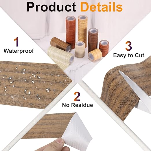 PATIKIL Wood Grain Tape 4.7" x 15 Ft, Self-Adhesive Wood Texture Repair Tape Realistic Wood Effect Contact Paper Patch for Furniture Cabinets Floor Walls Home Decoration, Dark Brown Oak