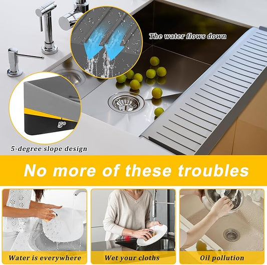 Silicone Sink Edge Protectors - Multifunction Accessories, Splash Guard & Draining Mat for Kitchen, Bathroom Sink, Steel, Granite, Quartz Countertops (Gray, 4 * 30in)