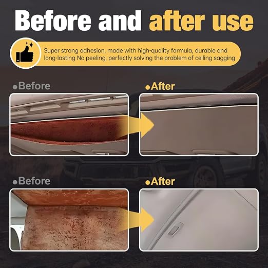 150ML Headliner Repair Glue, Car Headliner Adhesive for Cars Headliner Repair Glue Flexible Car Roof Liner Adhesive with Brush for Automotive interiors, Fabric, Leather