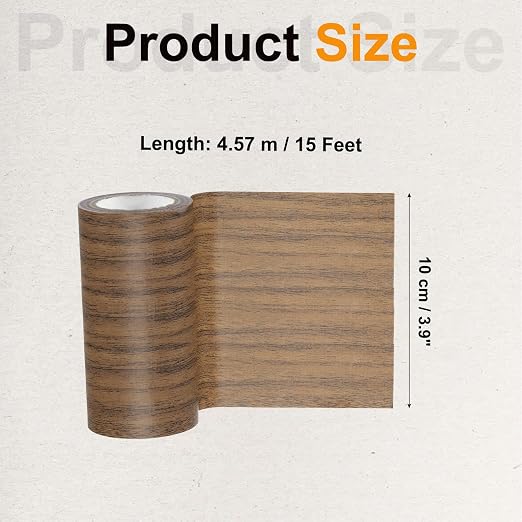 PATIKIL Wood Grain Tape 3.9" x 15 Ft, Self-Adhesive Wood Texture Repair Tape Realistic Wood Effect Contact Paper Patch for Furniture Cabinets Floor Walls Home Decoration, Dark Brown Oak