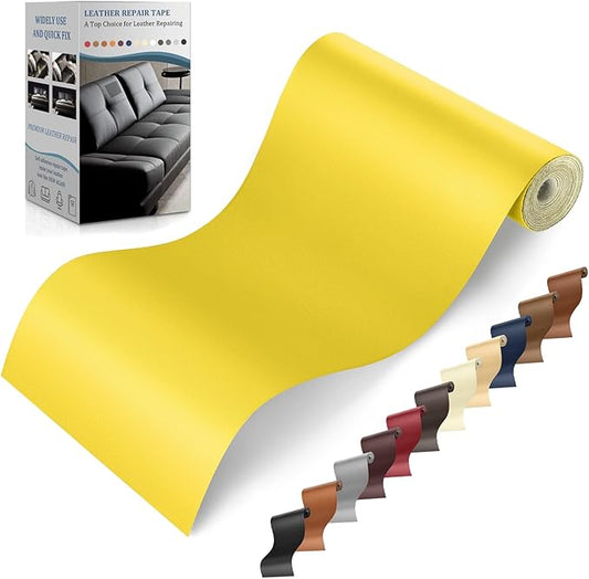 YAFLC Self Adhesive Leather Repair Tape Kit, 4"x 63" Leather Repair Patch for Furniture, Leather Repair Patch for Car seat, Sofas, Couch, Boat Seat Yellow