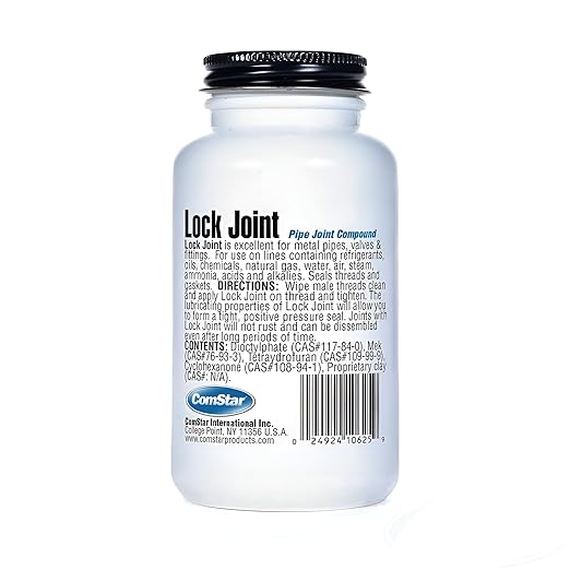 Lock Joint,1/2 Pint, Blue Pipe Joint Sealant, Leak-Proof NPT Thread Connections, Works on Metal & Plastic Pipes, High Temperature & Pressure Resistant, Lubricates & Seals Gaskets (10-625)