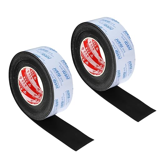 PATIKIL 2" W x 5/64" T x 16.4Ft EVA Single Sided Foam Tape, 2Pcs Multipurpose Sealing Strip Foam Waterproof Weather Stripping Foam Sealing Foam Strips with Adhesive for Door, Black