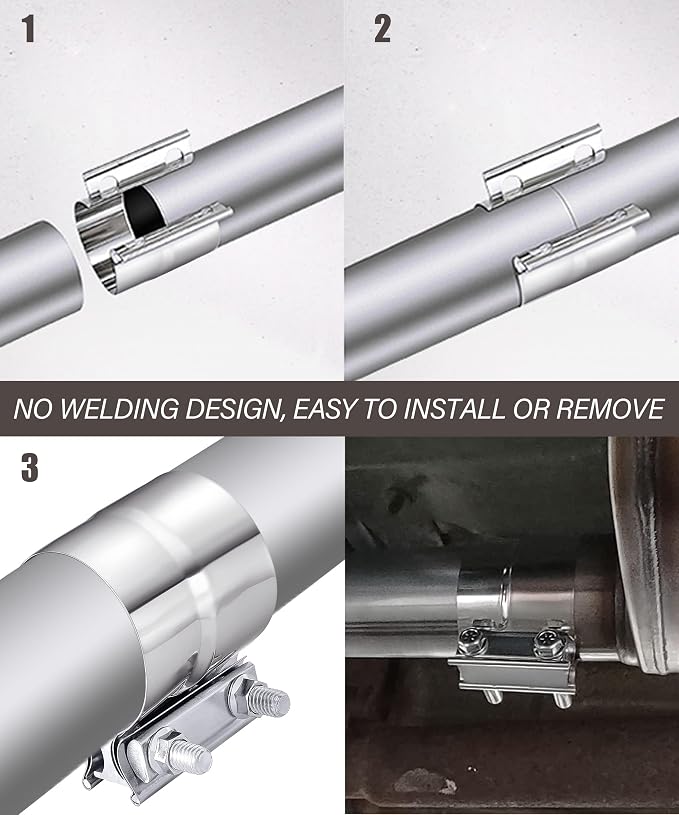 bylikeho Exhaust Clamp,Car Accessories 4" 3" 2.5" 5" 3.5" 2.75" Lap Joint Exhaust Band Clamp Sleeve Coupler,Stainless Steel Exhaust Pipe Clamp for Exhaust System,Exhaust Tubing Connection (3.5")