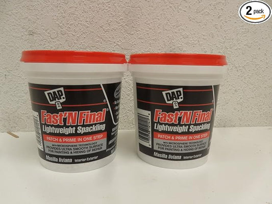 DAP Fast 'N Final Lightweight Spackling, White, 16 Oz (7079812141) (Pack of 2)