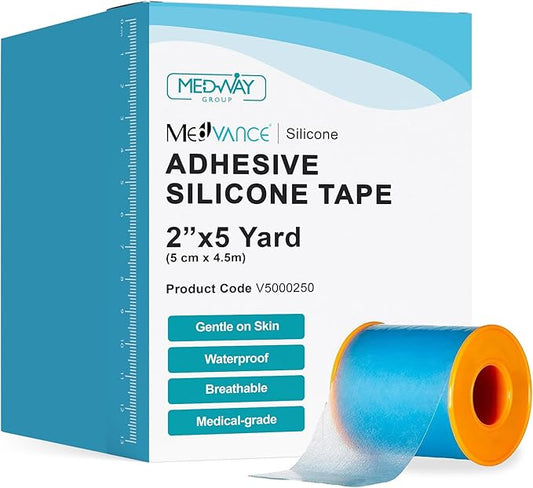 MedVance Silicone Tape Medical, Perforated Surgical Tape Sensitive Skin, Waterproof Tape for Skin, Medical Tape for Wound Care, Eyelash Tape, Gentle Skin Tape, 2" Width (1 Pack, 180 Inches)
