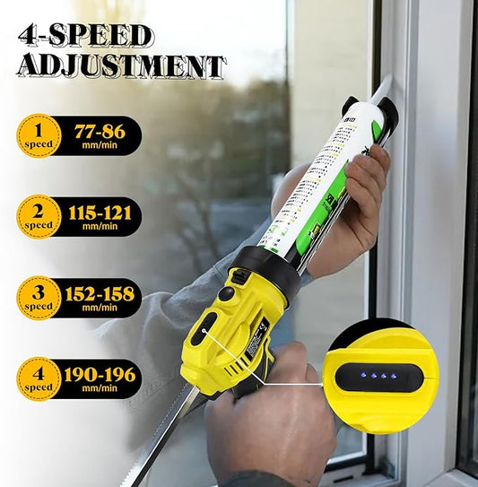 Cordless Caulking Gun Compatible for DeWalt 20V Max Battery, 10 Oz/300ml Electric Silicone Gun,with LED Light,4 Adjustable Speed for Filling, Sealing, Repair（No Battery）