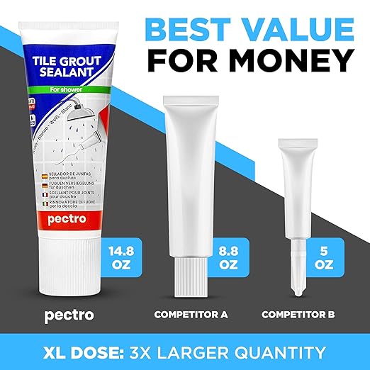 Waterproof Tile Grout Sealer – XL 6.62 oz Tube for Shower & Bathroom – Fast Drying Grout Sealant for Cracks, Gaps & Joints – White Grout Renew – Easy to Apply, Long-Lasting Protection