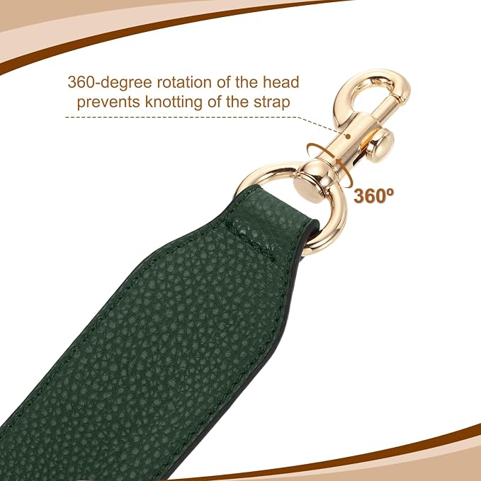 uxcell 22.83 Inch PU Leather Short Bag Strap with Clasp, Purse Handles Handbags Replacement Straps for Clutch Bag Crossbody Underarm Bags, Dark Green, Gold Buckle