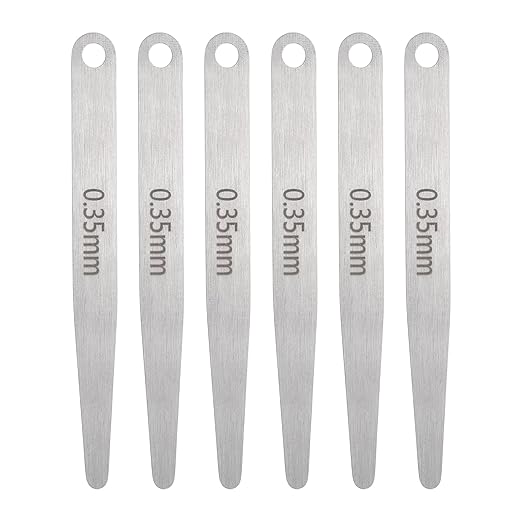 HARFINGTON 6pcs Metric Thickness Feeler Gauge 0.35mm Single Blade Oval Feeler Gauge 304 Stainless Steel Gap Measuring Tool for Repair Valve Guitar Spark Plug
