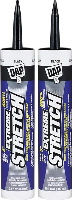DAP 7079818713 Extreme Stretch Elastomeric Sealant, Black, 10 Ounces (Pack of 2)