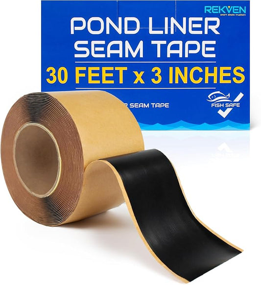 Pond Liner Seam Tape - 30 Feet x 3 Inch - Double Sided Butyl Tape - Bond Seal or Repair EPDM PVC HDPE LDPE RPE LLDPE - Perfect for Small or Large Fish and Koi Ponds (Tape Only)