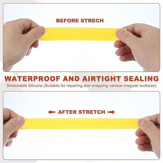 uxcell 2 Pcs Self Fusing Silicone Tape, 1" x 5ft Waterproof Water Leak Sealing Tape for Plumbing Pipe Hose Repair Handles, Yellow