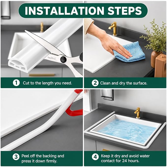 188 Inch Flexible Shower Threshold Water Dam, Self-Adhesive Collapsible Waterproof Seal Strip, Shower Pan Water Stopper Barrier, Shower Base Water Guard for Bathroom Tile, Bathtub and Wet Floor