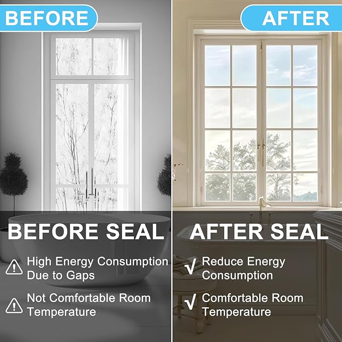Window Sealing Tape Weather Stripping Tape 2 Inch x 35 Yards Residue Free Clear Window Insulation for Shower Glass Gaps and Doors Seal Windproof Tape (2 Inch x 35 Yards)