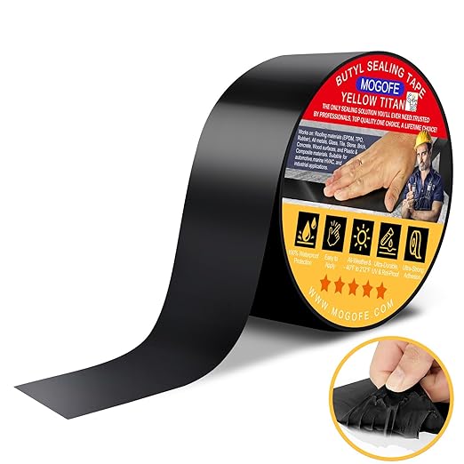 RV Roof Sealant Tape Black, 1.5 Inch x 50 Feet RV Repair Roof Sealer Seal Tape UV-Resistant Waterproof Sealant Tape for RV Repair, Camper, Trailer, Boat Sealing, Leaking Roof, Window
