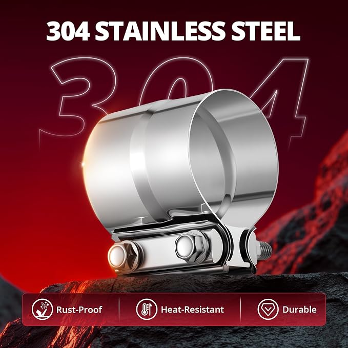 EVIL ENERGY 3.5" Exhaust Clamp, 3 1/2 in Lap Joint Band Clamp Stainless Steel for Pipes, Mufflers, Catalytic Converters (1PCS, 3.5 inch)