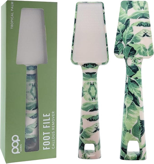 Pop Sonic Nano Glass Foot File (1 Unit) | Foot Callous Removal for Smooth, Soft Feet | Foot Scraper for Dead Skin Remover | Perfect Pedicure Tools at Home or Salon Use (Tropical Palm)