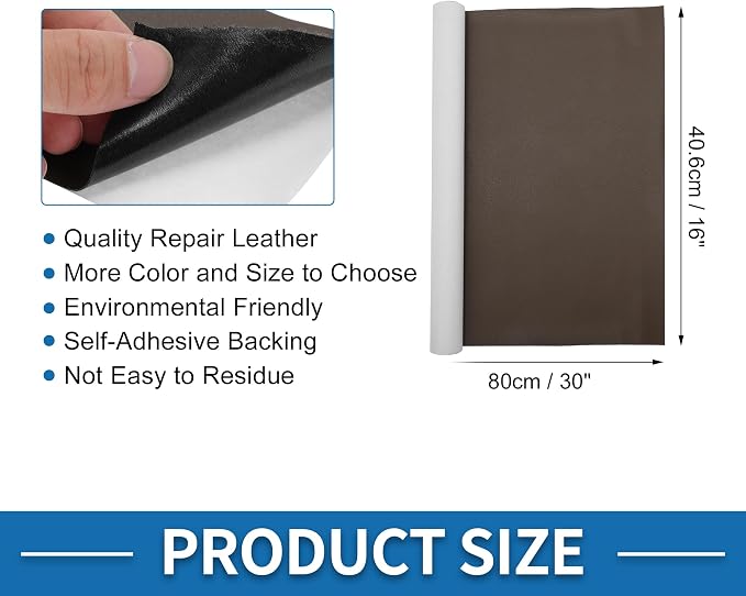 Self Adhesive Leather Repair Patch Strong Stickiness 30"x16" Leather Repair Tape PU Leather Coffee 1 Pcs