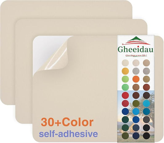 Gheeidau Canvas Repair Patch 9×11 Inch 3Pcs Waterproof Self-Adhesive Fabric Repair Patch for Tents,Boat Cover,Pop Up Canopy,Patio,Bags,Car Seats,Sofas,Furniture Cover(Beige2.0)