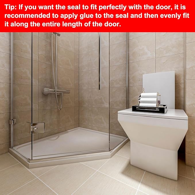 uxcell Shower Door Side Seal, F-Type Shower Door Sweep for 3/8" Glass 86.5" Long Frameless Glass Door Seal Strip Stop Shower Leaks, Clear