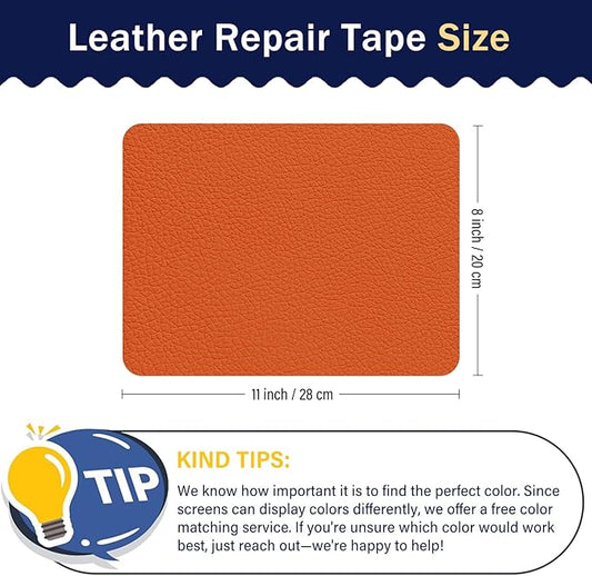Zenyao Leather Repair Patch Tape - Self Adhesive Leather Repair Kit for Car Seat Furniture, Heavy Duty Vinyl Repair Patch for Couch Sofa, Waterproof Fix for Tears, 8x11 Inch Sheet, 2 Pieces, Orange