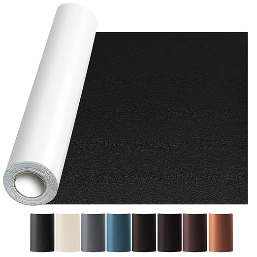 JuCheng Leather Repair Kit -Leather Repair Patch Self-Adhesive Waterproof Patch & Glue for Furniture, Car Seats, Sofa, Couch, Vinyl - Instant Fix for Tears & Scratches (Black, 17X158 inch)