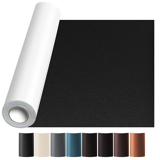 JuCheng Leather Repair Kit -Leather Repair Patch Self-Adhesive Waterproof Patch & Glue for Furniture, Car Seats, Sofa, Couch, Vinyl - Instant Fix for Tears & Scratches (Black, 17X79 inch)